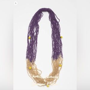 Antica Sartoria Beaded Necklace in Lemon Gold and violet purple NWT Gorgeous
